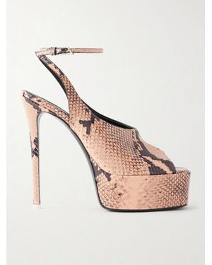 The Attico Ornella 140 Snake-Effect Leather Platform Court Shoes - Natural