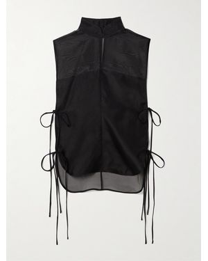 LeKasha Anzio Tie-Detailed Silk-Tulle Top - Black