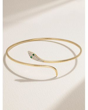 Diane Kordas Snake 9-Karat, Emerald And Diamond Arm Cuff - Natural