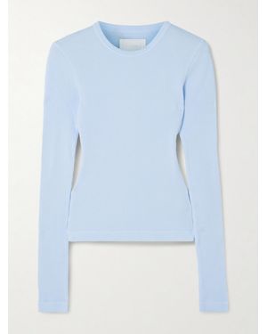Citizens of Humanity Pilar Cropped Waffle-Knit Cotton T-Shirt - Blue