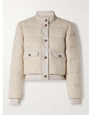 Moncler Blandy Cropped Shell-Trimmed Bouclé Down Jacket - Natural