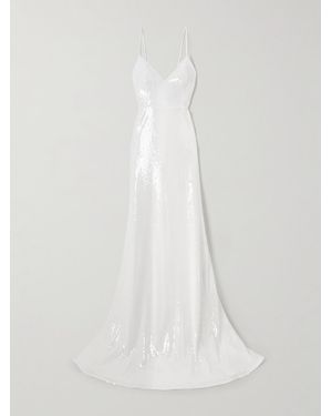 Alex Perry Bikini Sequined Mesh Gown - White
