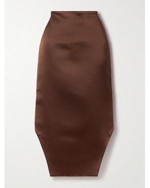 Givenchy Duchesse Silk-Satin Midi Skirt - Brown