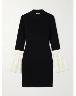 Jonathan Simkhai Agathea Satin-Trimmed Ribbed-Knit Mini Dress - Black