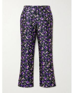 La DoubleJ 24/7 Hose Mit Geradem Bein Aus Brokat Mit Blumenmuster - Blau