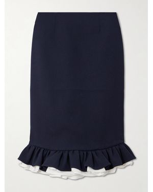 ShuShu/Tong Ruffled Layered Wool-Twill Midi Skirt - Blue