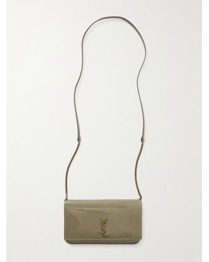 Saint Laurent Cassandre Strap Smartphone-Tasche Aus Glanzleder - Natur