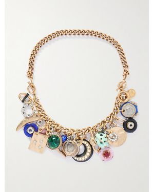 Maison Mayle Cornucopia-Plated, Crystal And Enamel Necklace - Metallic