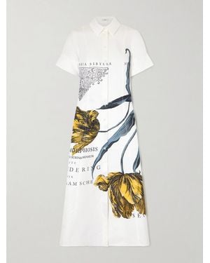 Erdem Cotton-Blend Printed Midi Shirt Dress - White