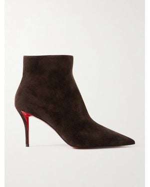 Christian Louboutin Miss Z 80 Ankle Boots Aus Veloursleder - Braun
