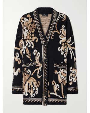Etro Jacquard-Knit Wool Cardigan - Black