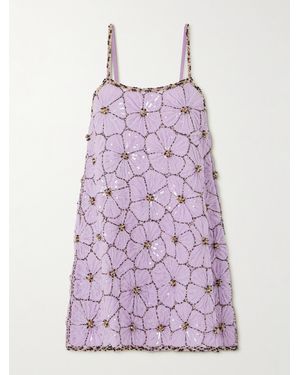 La DoubleJ Sedgewick Embellished Crepe De Chine Mini Dress - Purple