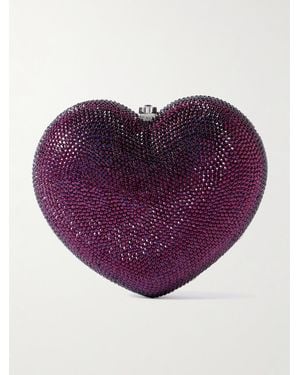 Judith Leiber Petit Coeur Silberfarbene Clutch Mit Kristallen - Lila