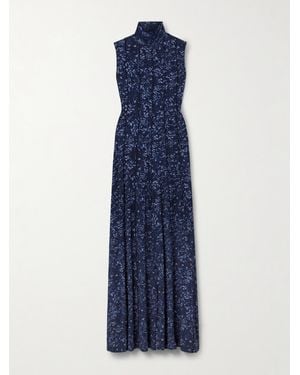 Proenza Schouler Valentina Maxikleid Aus Bedrucktem Stretch-Jersey Mit Stehkragen - Blau