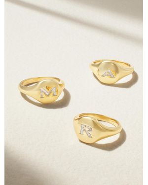 David Yurman Initial 18-Karat Diamond Pinky Ring - Metallic