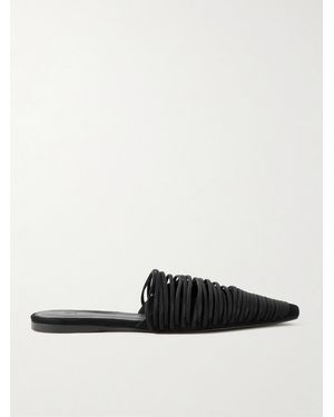 TOVE Kenly Cord-Trimmed Suede Mules - Black