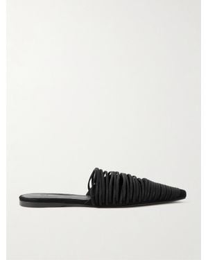 TOVE Kenly Cord-Trimmed Suede Mules - Black