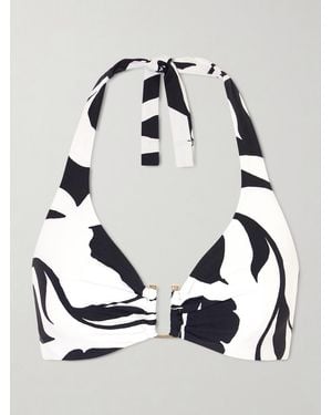 Max Mara Beachwear Bchavena Printed Bikini Top - White