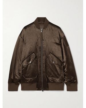 Max Mara Imelde Oversized Hammered-Satin Bomber Jacket - Brown