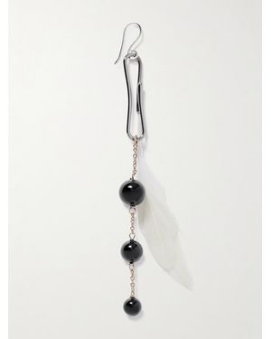 Lemaire Dot- And-Tone, Onyx And Feather Single Earring - Natural