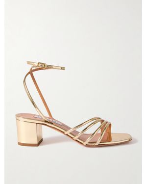 Aquazzura Latour 50 Metallic Leather Sandals - Natural
