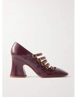 Chloé Janis Buckled Glossed-Leather Mary Jane Court Shoes - Purple