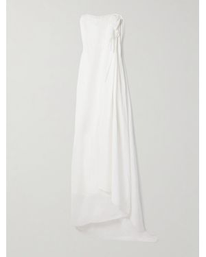 The Row Madleine Strapless Draped Cotton-Gauze Maxi Dress - White