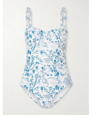 Erdem Floral-Print Swimsuit - Blue