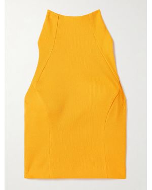 Tolu Coker Open-Back Cropped Ribbed Cotton-Blend Tank - Yellow