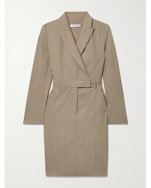 Max Mara Odessa Wrap-Effect Wool Dress - Natural