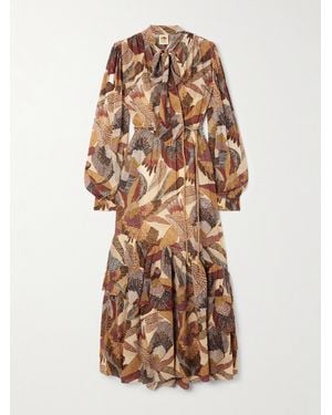FARM Rio Belted Printed Modal Maxi Dress - Natural