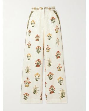 Agua Bendita Tota Canna Hose Mit Weitem Bein Aus Jacquard - Natur