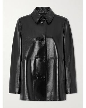 Veronica de Piante Jess Panelled Glossed-Leather Jacket - Black