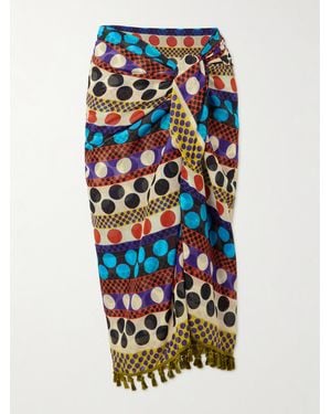 Valentino Garavani Tasselled Printed Cotton And Silk-Blend Pareo - White