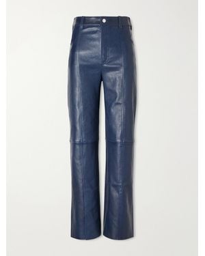 Stouls Benny Paneled Straight-Leg Leather Pants - Blue
