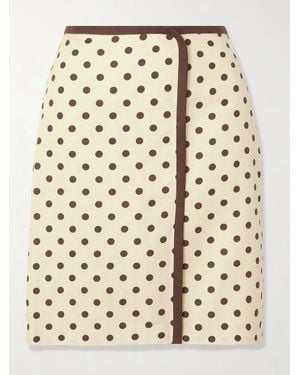 Posse Bowie Wrap-Effect Polka-Dot Linen And Cotton-Blend Midi Skirt - Natural