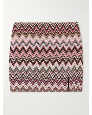 Missoni Mare Striped Crochet-Knit Cotton-Blend Mini Skirt - Pink