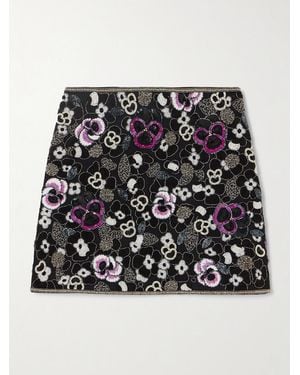 Isabel Marant Hanelis Embellished Cotton-Twill Mini Skirt - Black