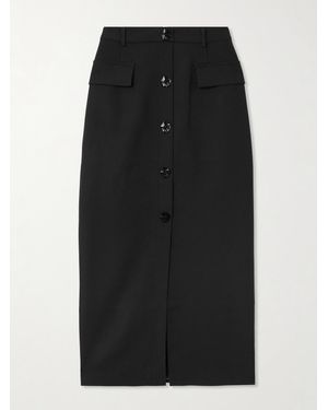 Violante Nessi Adassa Button-Embellished Wool-Blend Maxi Skirt - Black