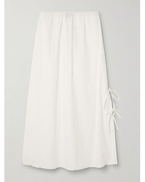 Deiji Studios Tie-Detailed Organic Cotton-Poplin Midi Skirt - Natural