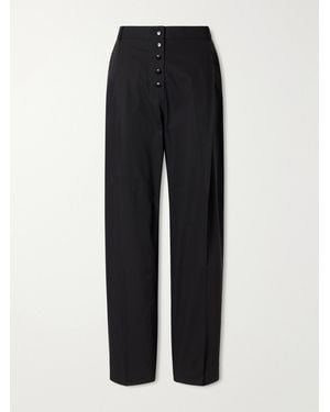 St. Agni Pleated Wool Wide-Leg Trousers - Black