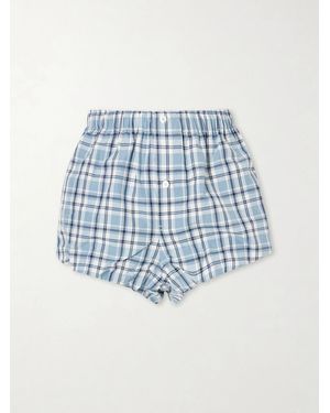 Acne Studios Pebby Checked Cotton Shorts - Blue