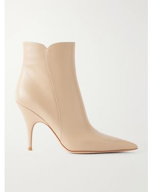 Gianvito Rossi Sofia 95 Leather Ankle Boots - Natural