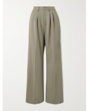 Anine Bing Carrie Hose Mit Weitem Bein Aus Woll-Twill Mit Falten - Natur