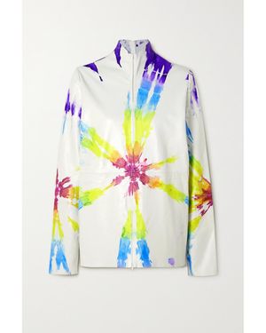 Conner Ives The Vanguard Tie-Dyed Leather Jacket - Blue