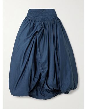 Aje. Violette Maxirock Aus Baumwolle Mit Raffungen - Blau