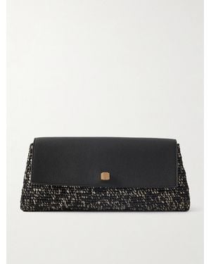 KHAITE Audrey Textured-Leather And Raffia Clutch - Black