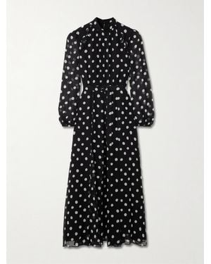 Saloni Jacqui-B Maxikleid Aus Crêpe De Chine Aus Seide Mit Polka-Dots - Schwarz