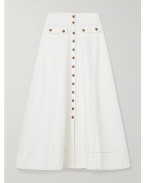 Maison Mayle Carlyne Panelled Denim Midi Skirt - White