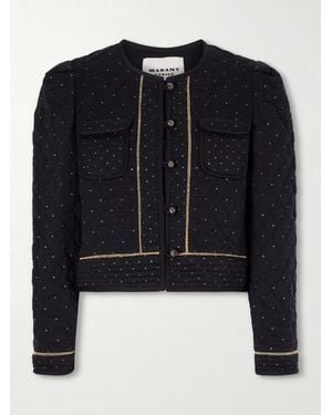 Isabel Marant Vania Embellished Cropped Cotton Jacket - Black